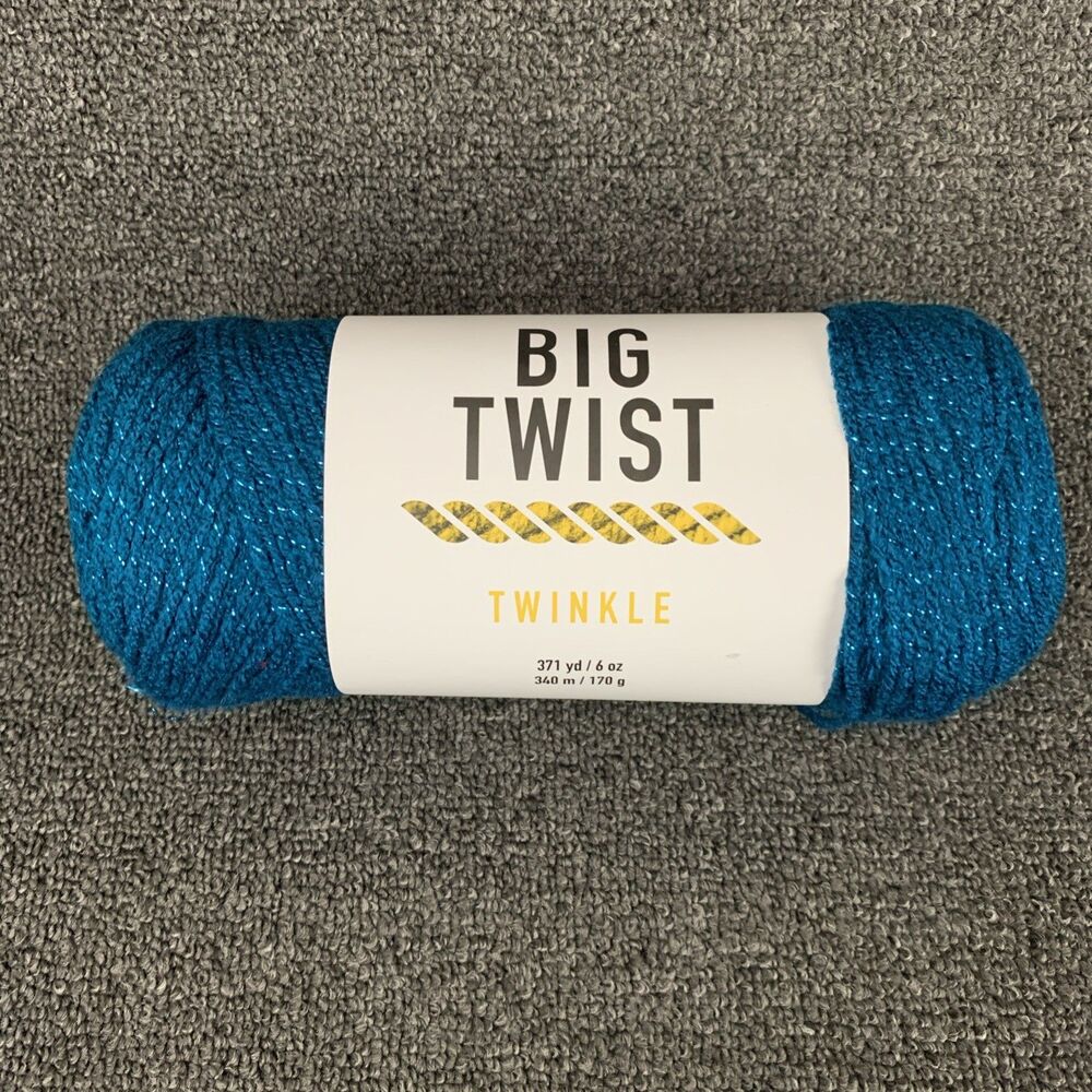 Big Twist Twinkle Yarn Teal Dye #655137 Weight 4 Acrylic/Metallic 6oz